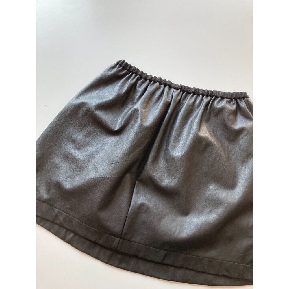 Aritzia BABATON Black Vegan Leather Grosgrain Trim Circle Mini Skirt, Size XXS - Picture 5 of 10